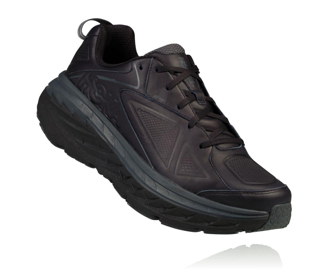 Hoka One One Bondi Leather South Africa - Mens Walking Shoes - Black,ZPTNW-5679